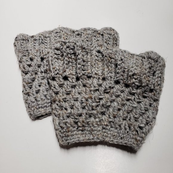 2/$20 cozy soft handmade knit crochet grey womens boot cuffs - Picture 1 of 6